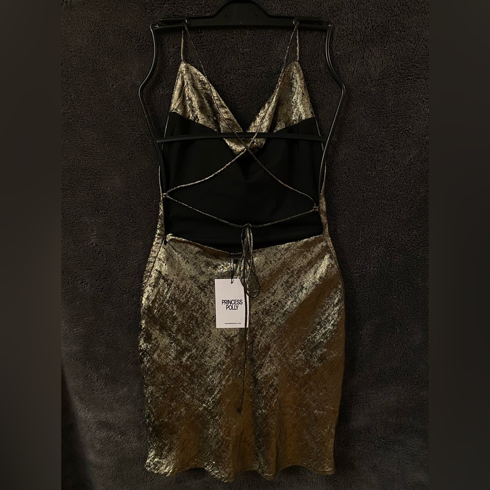 Princess Polly Metallic Gold and Black Fabric